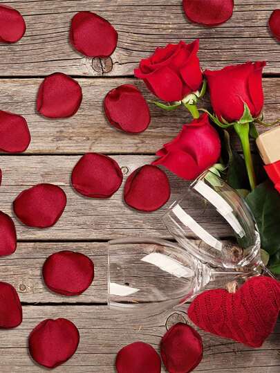 200片人造玫瑰花瓣浪漫紅色聚酯花瓣婚禮用五彩紙屑家居裝飾