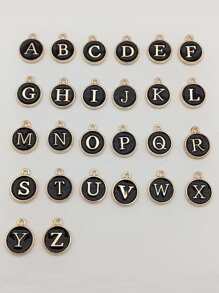 10 cái/bộ Chữ Cái Chi Tiết Vòng DIY Mặt Dây Chuyền - màu đen - Xem 2