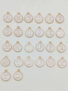 10pcs/set Letter Detail Round DIY Pendant - White - View 2