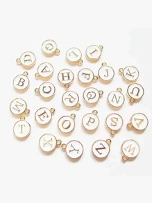 10pcs/set Letter Detail Round DIY Pendant - White - View 3