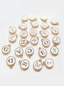 10pcs/set Letter Detail Round DIY Pendant - White - View 5