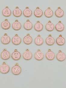 10 piezas Colgante DIY con diseño de letra redondo - Rosa - Ver 2