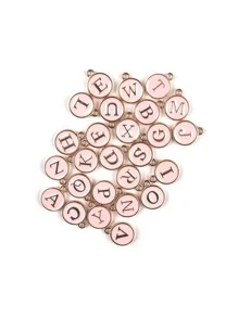 10 piezas Colgante DIY con diseño de letra redondo - Rosa - Ver 4