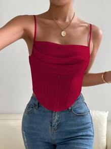 Allurite Áo khoác và áo lót dành cho xe tăng nữ Dây kéo Bất đối xứng Xù màu trơn Giải trí - Màu Đỏ Sâu - Xem 3