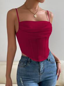 Allurite Áo khoác và áo lót dành cho xe tăng nữ Dây kéo Bất đối xứng Xù màu trơn Giải trí - Màu Đỏ Sâu - Xem 5