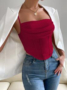 Allurite Áo khoác và áo lót dành cho xe tăng nữ Dây kéo Bất đối xứng Xù màu trơn Giải trí - Màu Đỏ Sâu - Xem 6