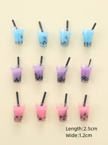 12 件珍珠奶茶設計珠寶製作男女通用配件,可用於耳環、項鍊或手鍊 - 彩色 - 查看 3