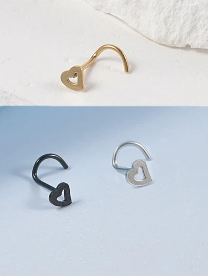 不銹鋼愛心裝飾鼻釘適合女士和女孩