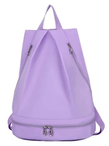 1pc Zip Front Swimming Bag - Purple - View 1