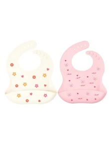 2pcs Baby Floral & Bow-knot Pattern Bib - Multicolor - View 1