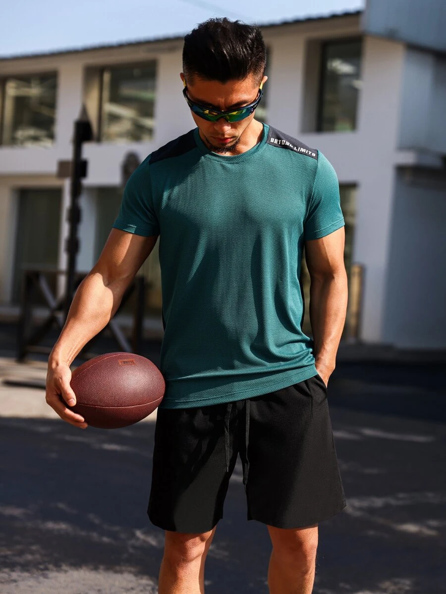 Manfinity Sport Streetwear Men Colourblock Letter Graphic Sports Set - Multicolor - View 1