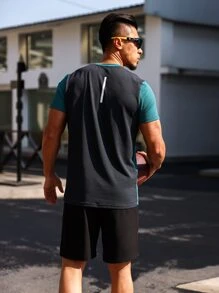 Manfinity Sport Streetwear Men Colourblock Letter Graphic Sports Set - Multicolor - View 2