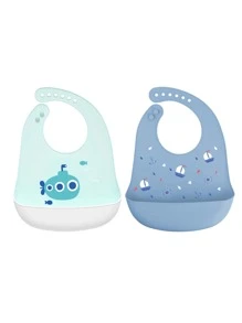 2pcs Baby Ship Pattern Bib - Multicolor - View 1