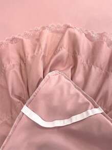 刺繡蕾絲荷葉邊床裙臥室粉色柔軟床上用品 - 粉色 - 查看 3