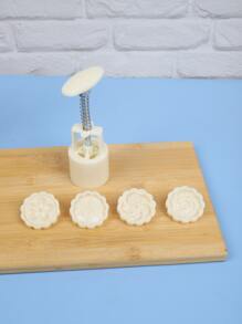 5入組/套白色曲奇壓模,手持月餅郵票,適用於烘烤 - 白色 - 查看 2