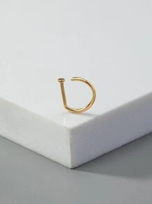 男士極簡鼻環中性時尚朋克身體穿刺首飾 - 金黃色 - 查看 2