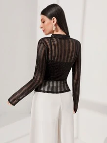 Modelyn Top de cuello cruzado de malla sin top de tirantes - Negro - Ver 2