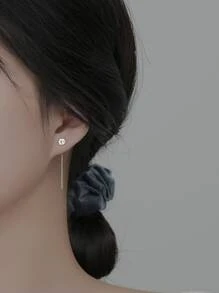 ELSEDES 1 对 S925 纯银圆形宝石镶嵌耳环，展现时尚魅力，高品质珠宝，适合女性日常、派对、周年纪念装扮 - 銀色 - 查看 2