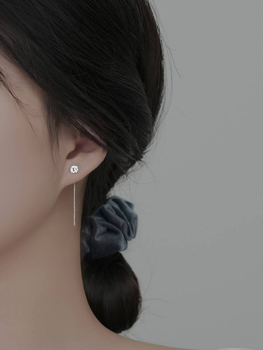 ELSEDES 1 对 S925 纯银圆形宝石镶嵌耳环，展现时尚魅力，高品质珠宝，适合女性日常、派对、周年纪念装扮