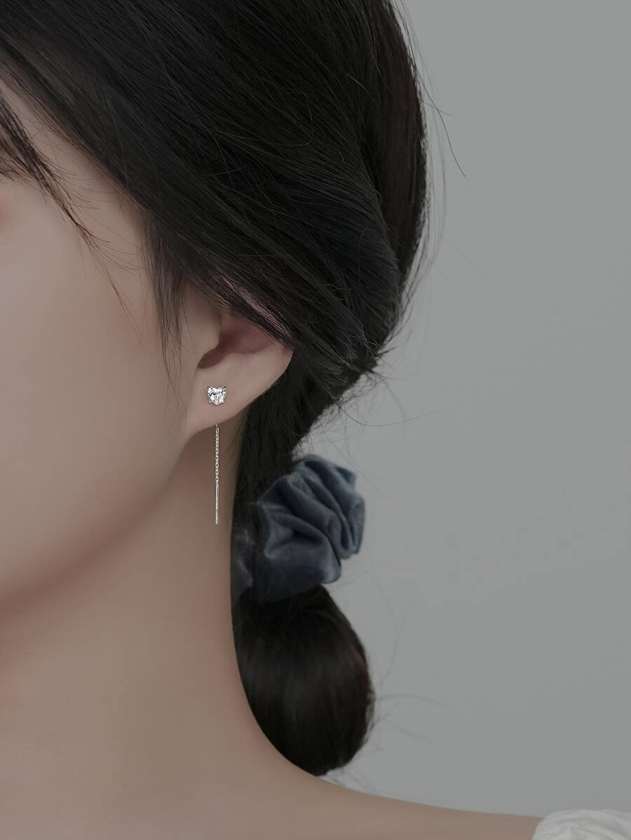 Faux Pearl Decor Silver Earrings - Silver - View 1