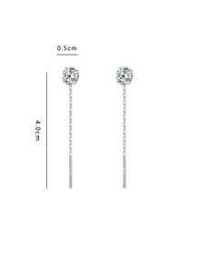 ELSEDES 1 对 S925 纯银圆形宝石镶嵌耳环，展现时尚魅力，高品质珠宝，适合女性日常、派对、周年纪念装扮 - 銀色 - 查看 4