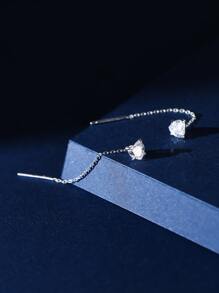 Faux Pearl Decor Silver Earrings - Silver - View 2