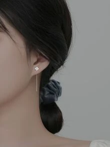 ELSEDES 1 对 925 纯银时尚简约耳环，适合女士，闪亮迷人的约会或休闲配饰 - 銀色 - 查看 2