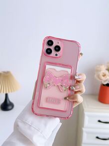 Funda para móvil con diseño de lazo anticaída con con ranura de tarjeta - Rosa - Ver 2