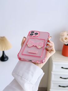 Funda para móvil con diseño de lazo anticaída con con ranura de tarjeta - Rosa - Ver 3