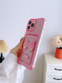 Funda para móvil con diseño de lazo anticaída con con ranura de tarjeta - Rosa - Ver 4