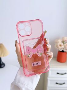 Funda para móvil con diseño de lazo anticaída con con ranura de tarjeta - Rosa - Ver 5