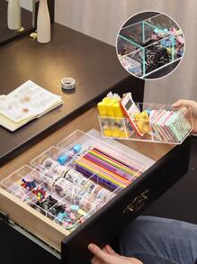 1 Hộp Lưu Trữ Ngăn Kéo Trong Suốt, Hộp Bút Ngăn Kéo Đa Năng Đơn Giản Cho Văn Phòng, Trường Học, Sinh Viên - Trong sáng - Xem 4