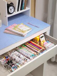 1 Hộp Lưu Trữ Ngăn Kéo Trong Suốt, Hộp Bút Ngăn Kéo Đa Năng Đơn Giản Cho Văn Phòng, Trường Học, Sinh Viên - Trong sáng - Xem 5