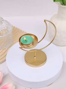 1PC Mặt Trăng Chi Tiết Người Giữ Nến, Bắc Âu Trang Trí Nội Thất Khay Nến - Vàng - Xem 1