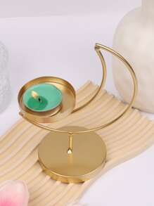 1PC Mặt Trăng Chi Tiết Người Giữ Nến, Bắc Âu Trang Trí Nội Thất Khay Nến - Vàng - Xem 5