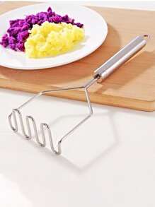 1pc Stainless Steel Potato Masher, Silver Potato Press For Household - Silver - View 1