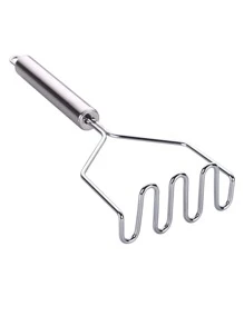 1pc Stainless Steel Potato Masher, Silver Potato Press For Household - Silver - View 4