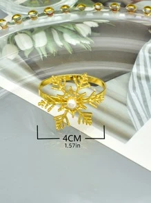 6 حلقات مفرش طاولة بشكل رقائق الثلج الكريسماسية، ديكور طاولة