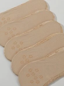 5對/組女士蕾絲隱形船襪 - 米色 - 查看 3