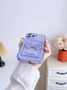 蝴蝶結裝飾防摔手機殼帶插卡槽 - 紫色 - 查看 2