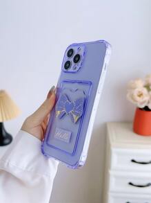 蝴蝶結裝飾防摔手機殼帶插卡槽 - 紫色 - 查看 3