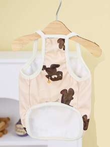 1pc Cartoon Bear Pattern Pet Tank For Dog And Cat For Summer - Beige - View 4