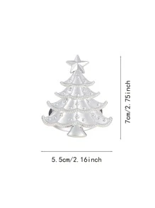 4pcs Tree Decor Napkin Ring, Silver Zinc Alloy Napkin Buckle For Dining Table - Silver - View 2