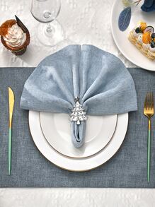 4pcs Tree Decor Napkin Ring, Silver Zinc Alloy Napkin Buckle For Dining Table - Silver - View 3