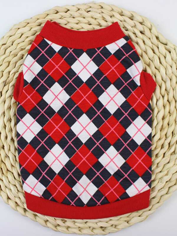 1pc Geometric Pattern Pet Tank For Dog And Cat For Summer