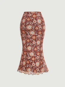 SHEIN MOD Váy nữ Xù nhỏ Hoa Tất cả trên in Thanh lịch - Nhiều màu - Xem 2