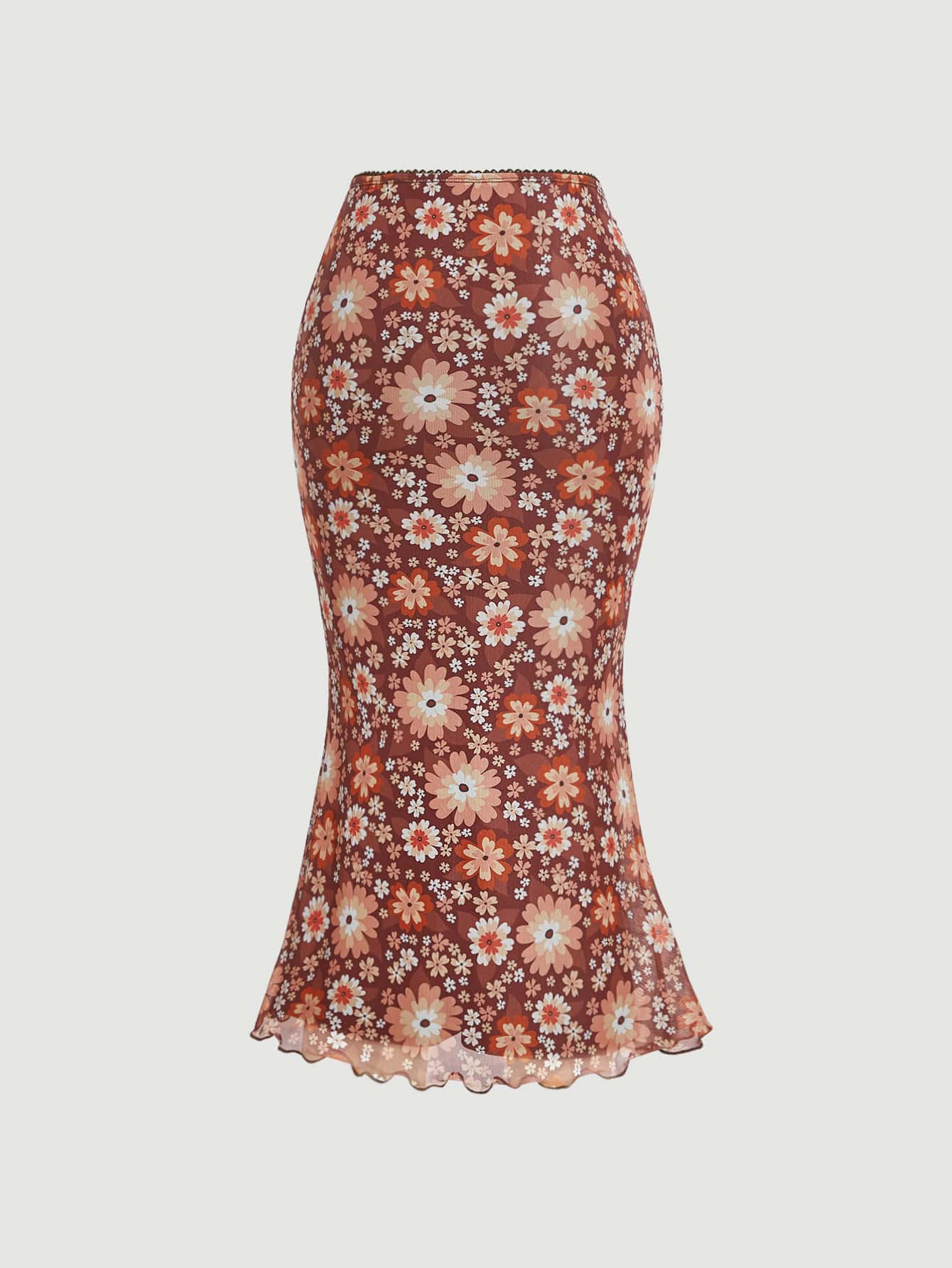 SHEIN MOD 印花魚尾短裙 - 彩色 - 查看 2