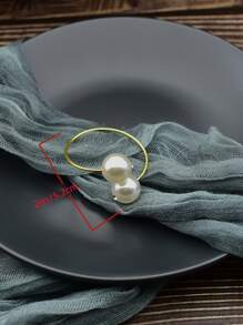 4个优雅家居装饰餐巾环，珍珠餐巾环，适用于婚礼宴会 - 查看 4