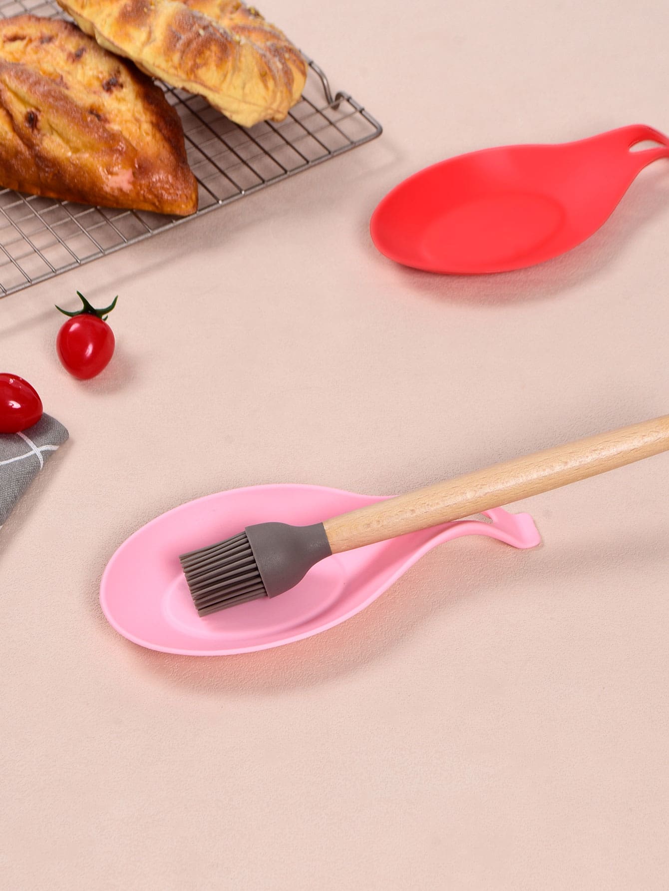 1 pieza rosado Cuchara multifuncional de silicona Cuchara Soporte para cocina - Rosa - Ver 1