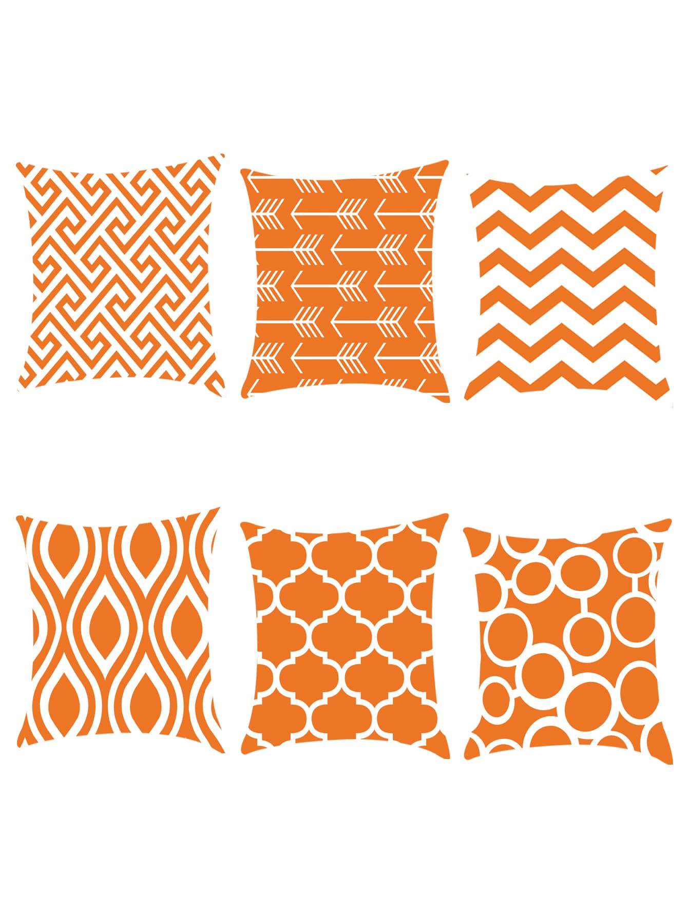 6 peças/conjunto Estojo decorativo de almofada de arremesso linho modernista impressão geométrica sem enchimento para sofá - Multicolorido - Ver 1